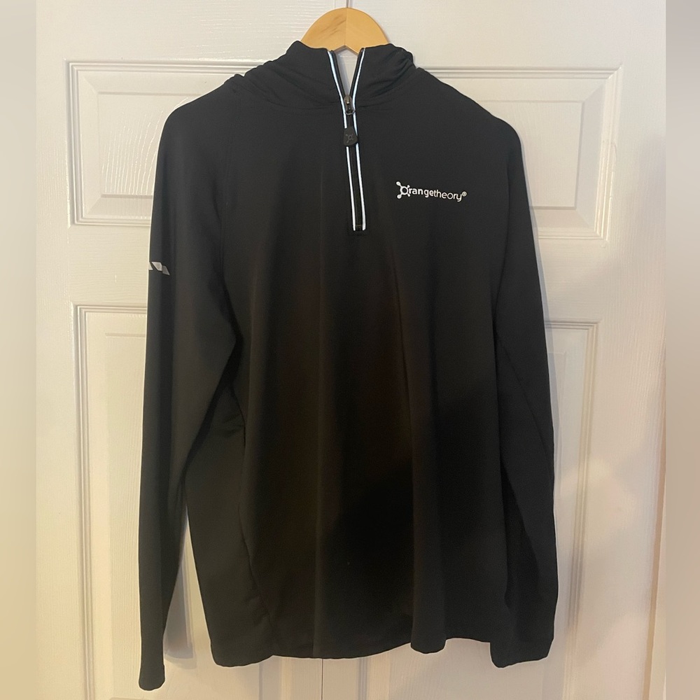 Orange Theory quarter zip jacket with hood